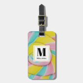 パステルレインボースパイラルキャンディーフォトモノグラム ラゲッジタグ (正面縦)