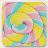 パステルレインボースパイラルキャンディーフォト コースター (正面)