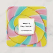 パステルレインボースパイラルキャンディーフォト スクエア名刺 (正面)