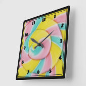 パステルレインボースパイラルキャンディーフォト スクエア壁時計 (傾斜)
