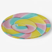 パステルレインボースパイラルキャンディーフォト ペーパープレート (アングル)