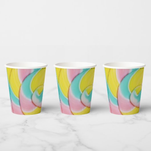 パステルレインボースパイラルキャンディーフォト 紙コップ (複数)