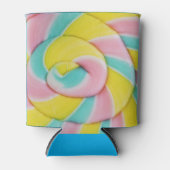 パステルレインボースパイラルキャンディーフォト 缶クーラー (正面)