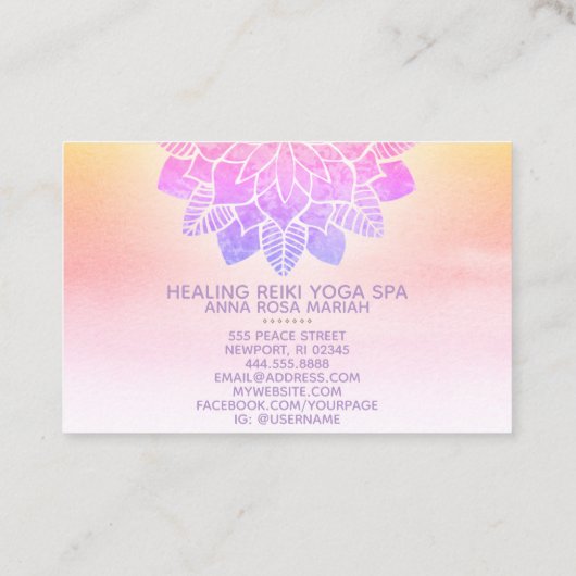 *~*パステルレインボースピリチュアル霊気マンダラヨガ 名刺 (裏面)