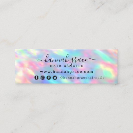 パステルレインボースワッシュロゴヘア爪、 ネイルソーシャルメディア スキニー名刺 (裏面)