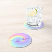 パステルレインボースワールレズ結婚ーズ ラウンドペーパーコースター (インサイチュ)