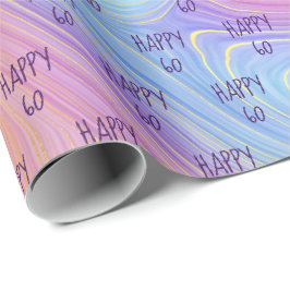パステルレインボースワール60th誕生日ラッピング紙 ラッピングペーパー