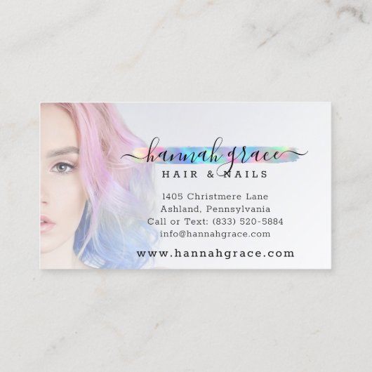 パステルレインボース絵を描スワッシュユーザのカスタムフォトロゴ 名刺 (裏面)