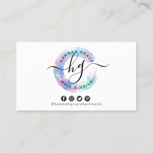 パステルレインボース絵を描スワッシュユーザのカスタムフォトロゴ 名刺 (正面)