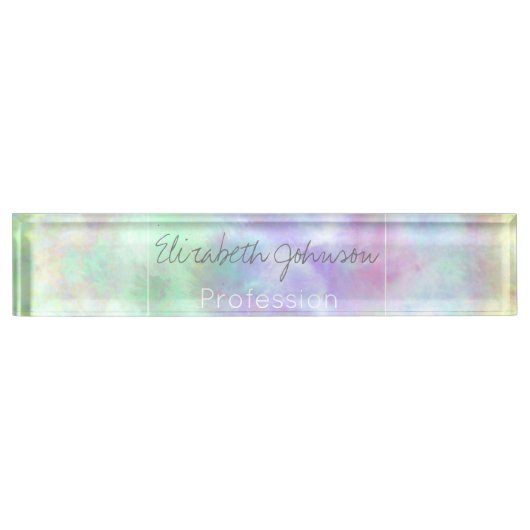パステルレインボータイ – 染水の色絵画の数 デスクネームプレート (正面)