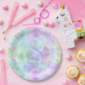 パステルレインボータイ – 染水の色絵画の数 ペーパープレート (パーティー)