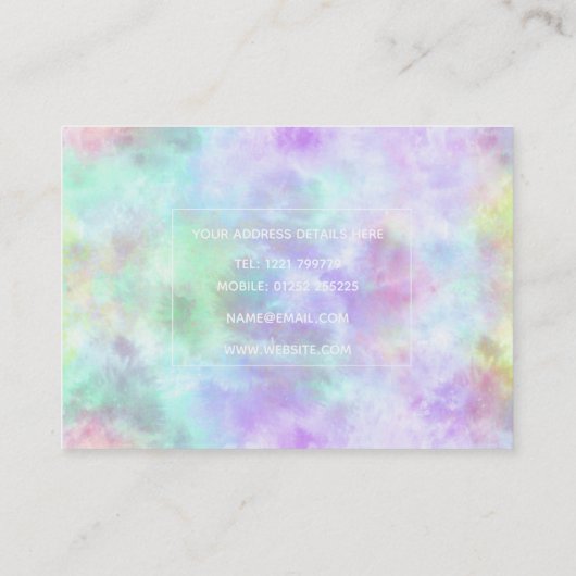 パステルレインボータイ – 染水の色絵画の数 名刺 (裏面)