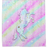 パステルレインボーダイヤモンド&スターズマジカルユニコーン シャワーカーテン (正面)