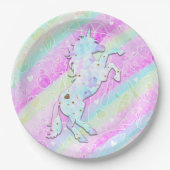 パステルレインボーダイヤモンド&スターズマジカルユニコーン ペーパープレート (正面)