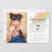 パステルレインボーチズフォトバースデーパーティー 招待状 (正面)