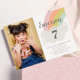 パステルレインボーチズフォトバースデーパーティー 招待状