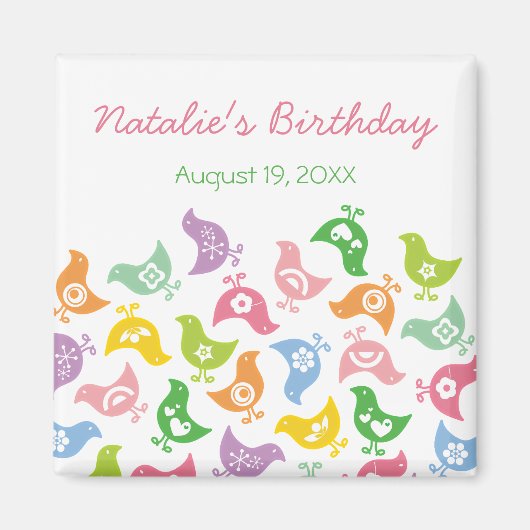 パステルレインボーチックキッズキッドの誕生日日付を保存 マグネット (正面)