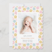 パステルレインボーデイジーフラワー |かわいいシンプル誕生 案内状 (正面)