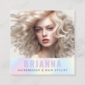 パステルレインボートレンディーモダンミニマル写真 スクエア名刺 (正面)