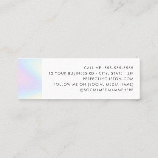 パステルレインボートレンディーモダンミニマル スキニー名刺 (裏面)