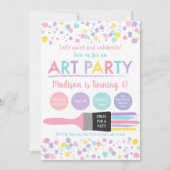 パステルレインボードレスのためのメスアートパーティー誕生日 招待状 (正面)