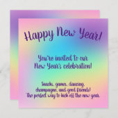 パステルレインボーニューイヤーパーティー 招待状 (正面/裏面)