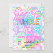 パステルレインボーネオン体操バースデーパーティー 招待状 (正面)