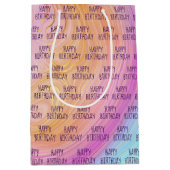 パステルレインボーハッピーバースデーミディアム抱き枕 ミディアムペーパーバッグ (正面)