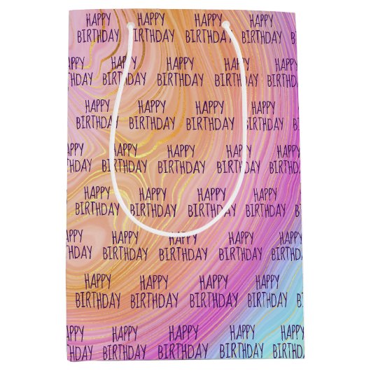 パステルレインボーハッピーバースデーミディアム抱き枕 ミディアムペーパーバッグ (正面)