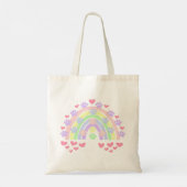 パステルレインボーハートとドッグポープリントトートバッグ トートバッグ (裏面)