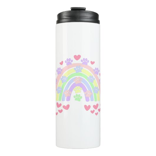 パステルレインボーハートとドッグポープリント タンブラー (正面)