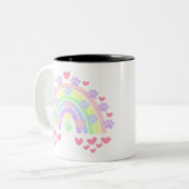 パステルレインボーハートとドッグポープリント ツートーンマグカップ (正面左)