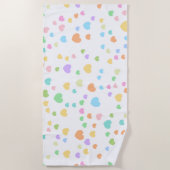 パステルレインボーハートパターンアート ビーチタオル (正面)