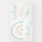 パステルレインボーハートベビーバースデーパーティー 横断幕 (縦)