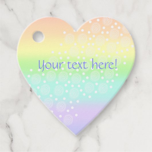 パステルレインボーハート型メッセージカード フェイバータグ (正面)