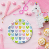 パステルレインボーハート ペーパープレート (パーティー)