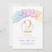 パステルレインボーバルーンアーチ2nd誕生日パーティー 招待状 (正面)