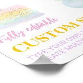 パステルレインボーバルーン誕生日カスタムサイン ポスター (角)