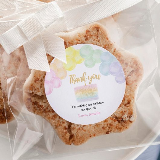 パステルレインボーバルーン誕生日ステッカーラベル ラウンドシール