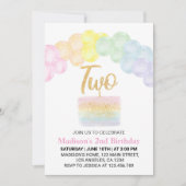 パステルレインボーバルーン2nd誕生日招待状 招待状 (正面)