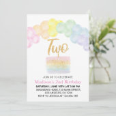 パステルレインボーバルーン2nd誕生日招待状 招待状 (スタンド正面)