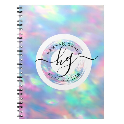 パステルレインボーパーソナライズされたロゴスエレガントタイリスト ノートブック (正面)