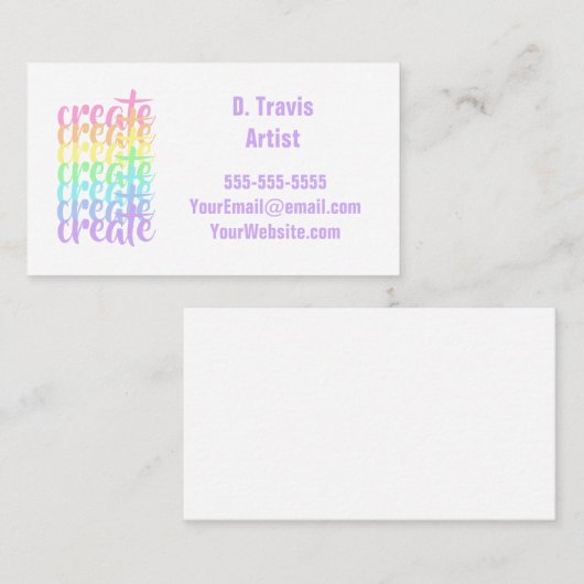 パステルレインボービジネスカードの作成 名刺 (正面/裏面)