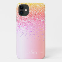 パステルレインボーピンク金ゴールドパープルグリッターモノグラム