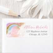 パステルレインボーピンク金ゴールド差出人住所ラベル ラベル (インサイチュ)