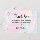 パステルレインボーピンク金ゴールド誕生日 サンキューカード (正面/裏面)