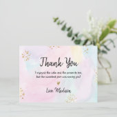 パステルレインボーピンク金ゴールド誕生日 サンキューカード (スタンド正面)