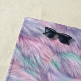 パステルレインボーファー ビーチタオル