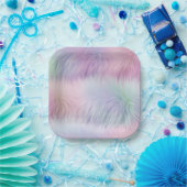 パステルレインボーファー ペーパープレート (パーティー)