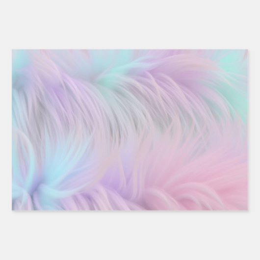 パステルレインボーファー ラッピングペーパーシート (正面)